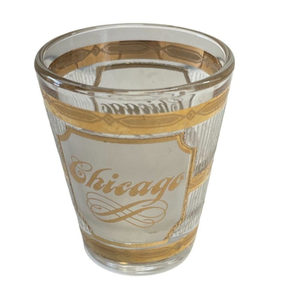 Culver 22k Gold Frosted Shot Glass Chicago Vintage